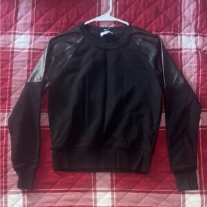 Evereve Black Sweater with Leather Details